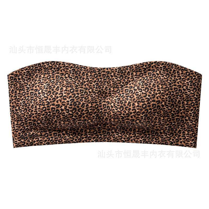 Women S Leopard Print Strapless Anti Slip Push Up Bandeau Bra