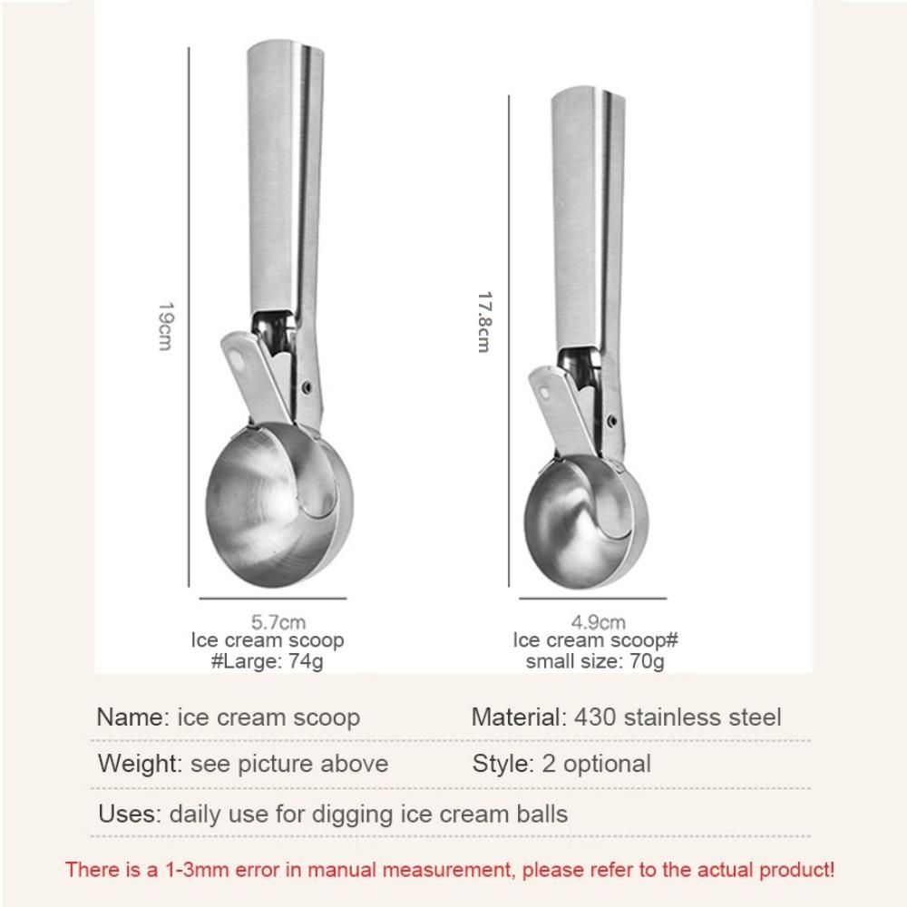 Stainless Steel Dual-purpose Ice Cream Scoop, Ice Cream Spoon, Multi-functional Ball Digger, Ice Cream and Fruit Spoon
