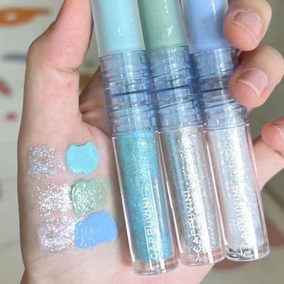 1 pc brilhante sombra de olho líquido brilhante diamante sombra de olho brilhante cabeça dupla ferramenta de beleza lxy