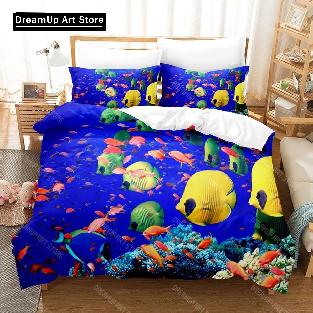 3D Print Undersea World Bed Linen Set,King Size Duvet Cover,Bedroom Bedding,Home Textile,Double Kid Quilt Cover,Dropship