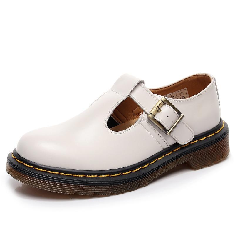 New word strap Mary Jane shoes genuine leather, lowtop small leather shoes women s fashion student casual shoes 35