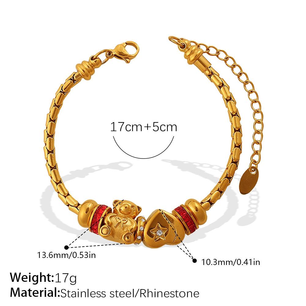 European and American gold adjustable bracelet with diamond decorative beads, exquisite retro style daily versatile jewelry