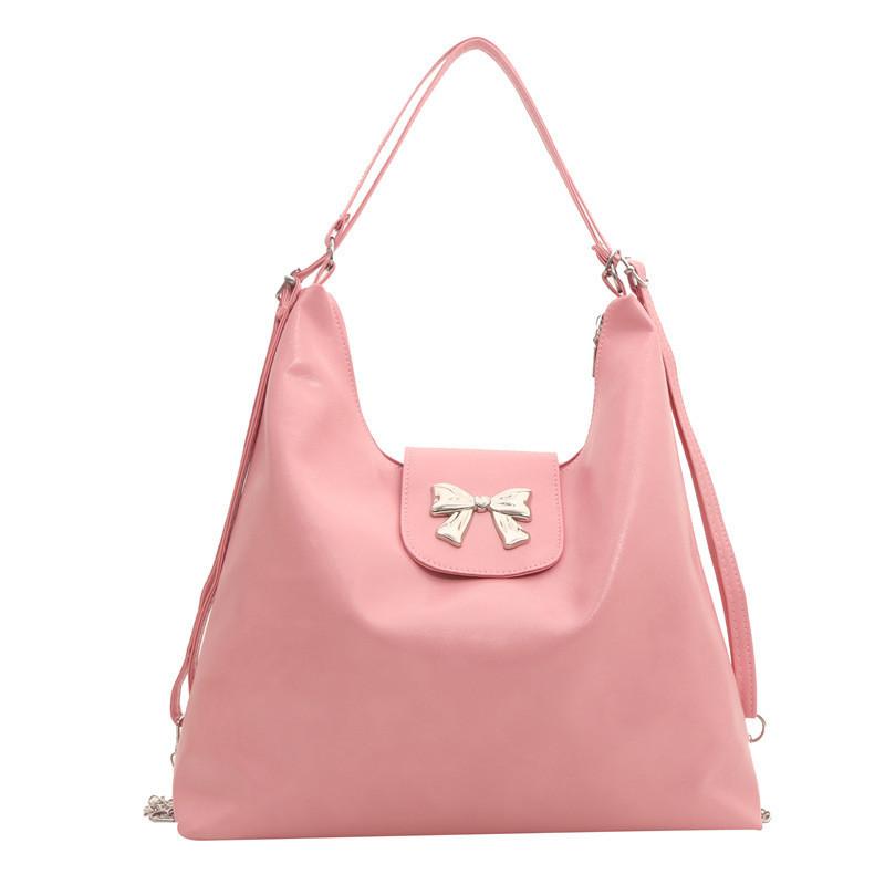 

Chic Butterfly Knot Chain Tote Bag For Women Street Style Pu Material Shoulder Bag рожевий