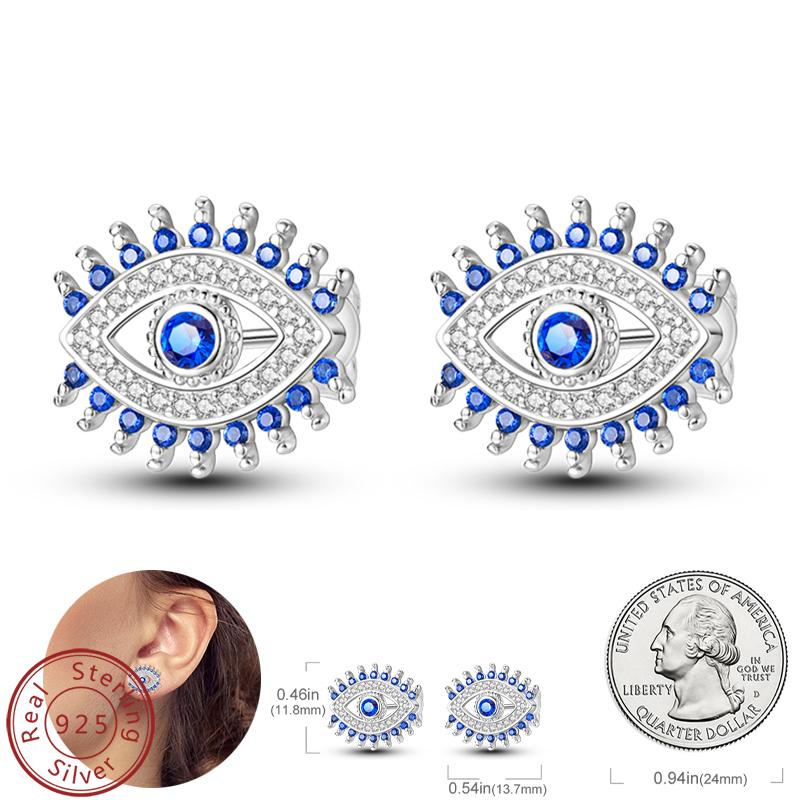 Real 925 Silver Palm Devil's Eye Feather Dream Catcher Design Luxury Earrings Fit For Engagement Fine Jewelry Gifts