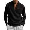 Spring and Summer Men's Long Sleeve Stand Neck Polo Polo Shirt Foreign Trade Solid Color Men's Bottom Long Sleeve