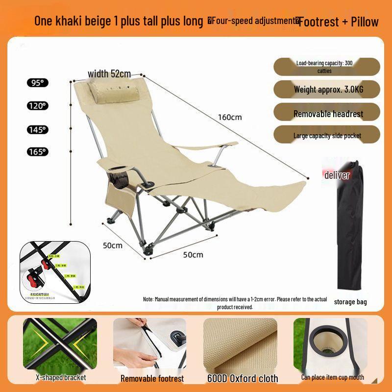 Compact Portable Reclining Chair - Folding Outdoor Beach, Camping, and Office Stool with Backrest