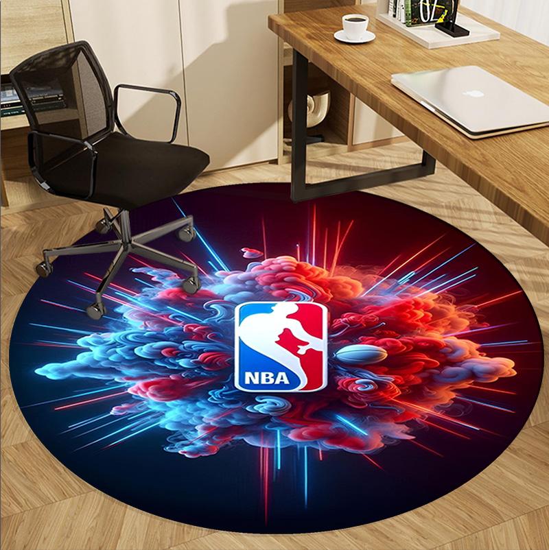 NBA Pattern Round Rug, Indoor/Outdoor Mat, for Picnic, Gameroom, Bedroom, Office, Living Room, Home Decor Carpet, Birthday Gift