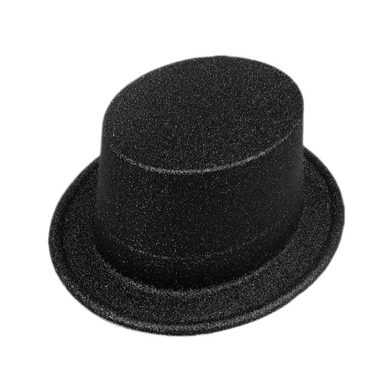 Elegant Green & Black Top Hat with Gold Powder for Adults & Kids, Unisex Magician & Jazz Style.