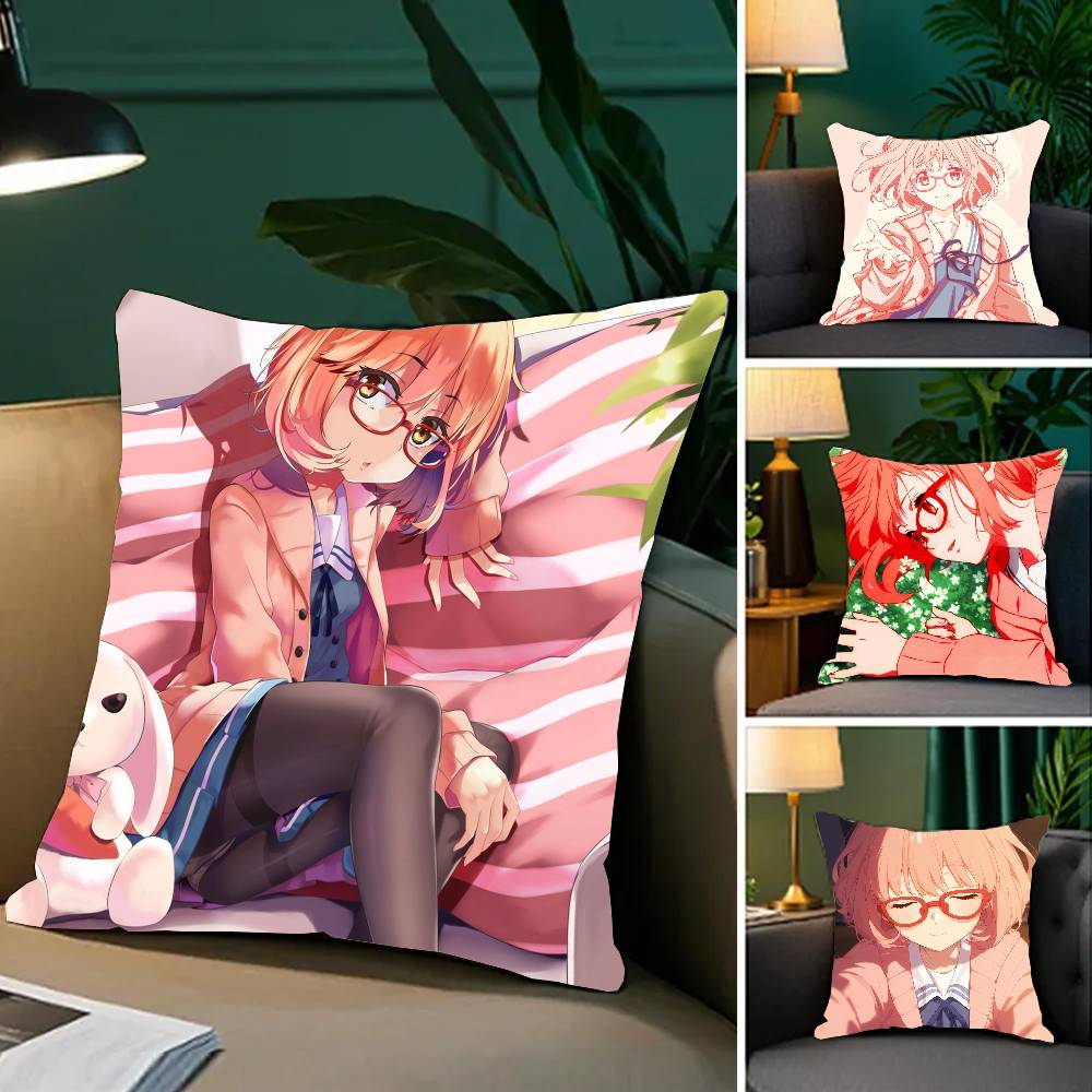 Kuriyama Mirai Animation Kyoukai No Kanata Pillow Case Fashion Square Pillowcase Bedroom Sofa Room Ins Decoration Leisure
