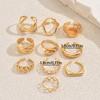 Wind Ladies Geometric Metal Ring Set Versatile Twisted Glossy Design Open Ring Premium Sense