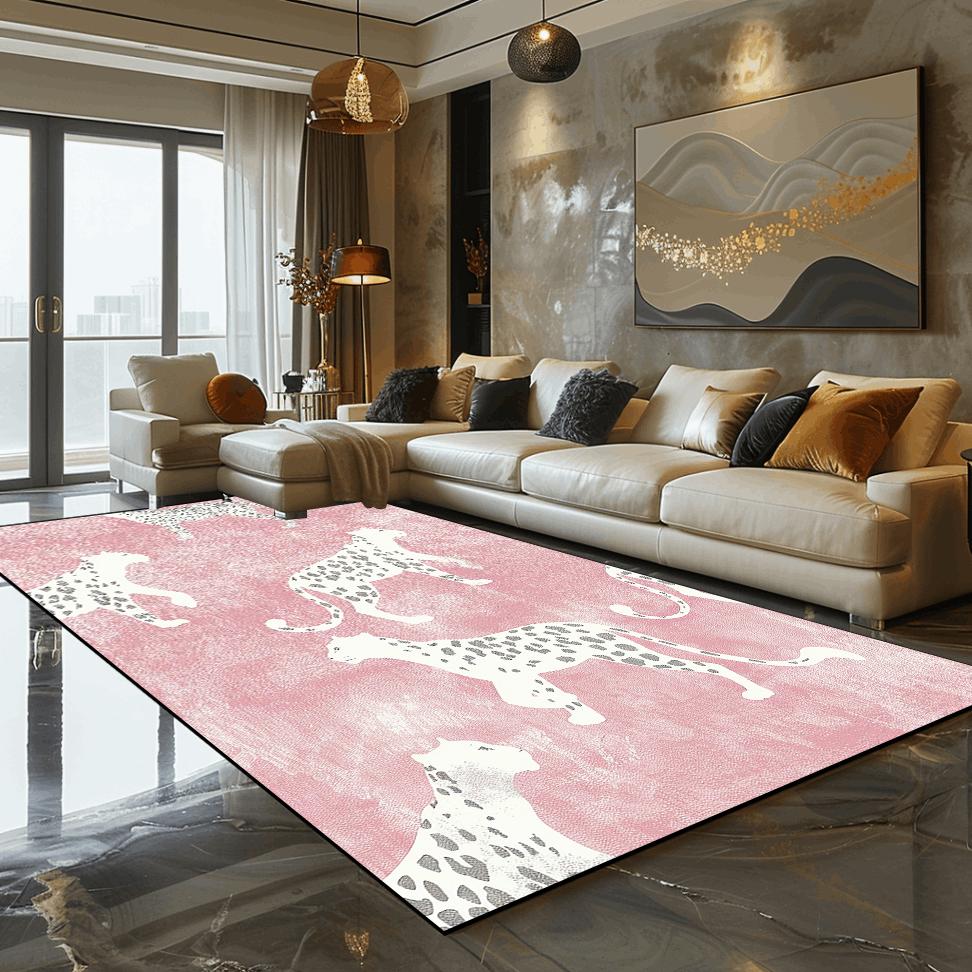 Dierenstijl Huis Tapijten Woonkamer Decoratie Roze Tapijt Imitatiebont Bank Zachte Vloermat Slaapkamer Decoratie Nachtkastje Grote Tapijten 80x160cm 31.5x63in