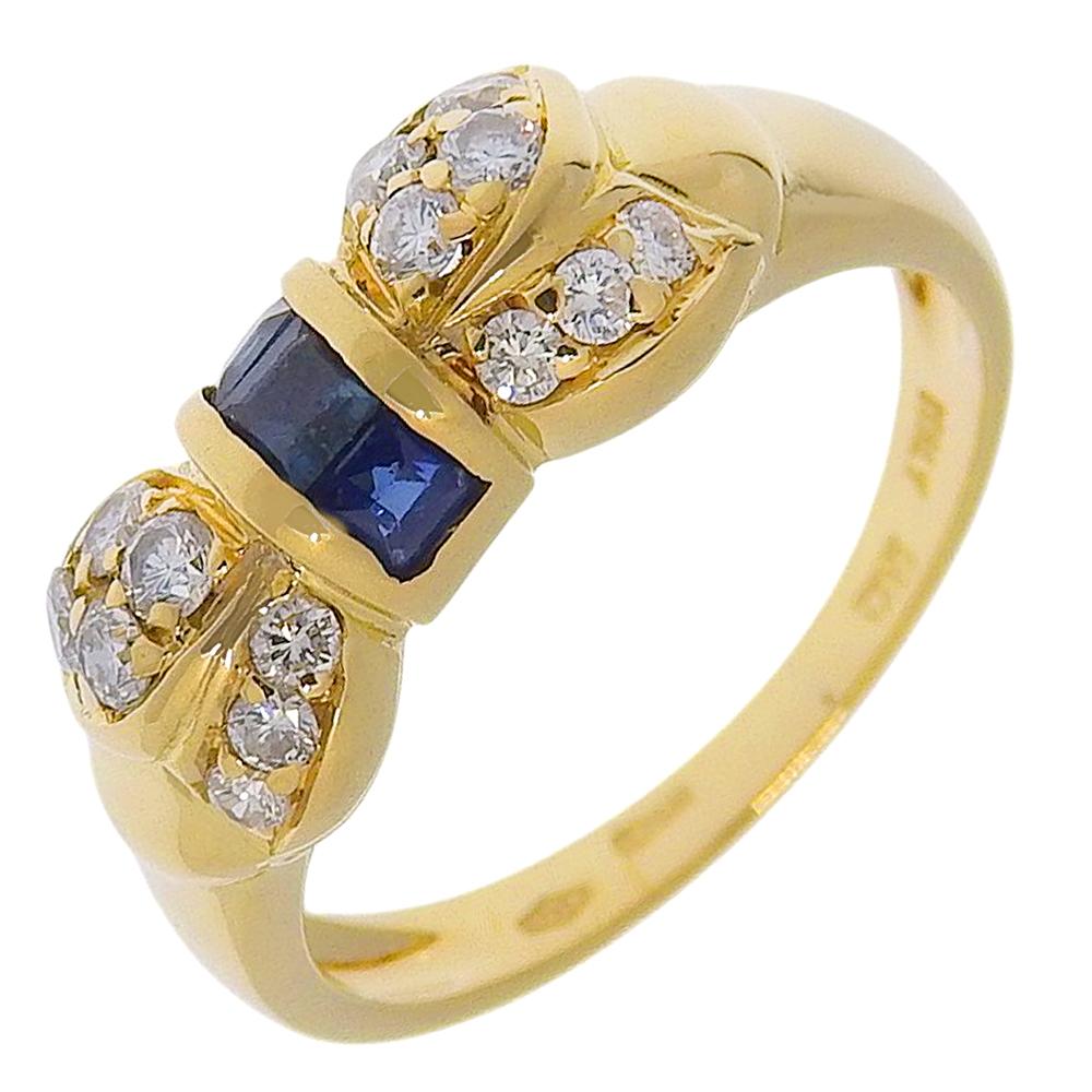 Ring K18 yellow gold/sapphire/diamond #5.1(US Size) 3.5g Women Used