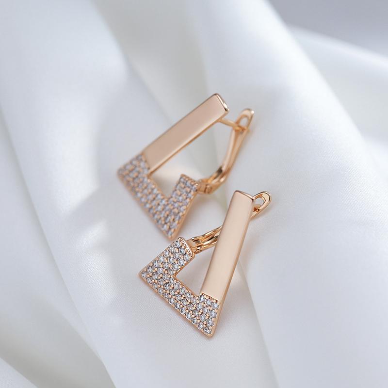 New Trendy Rose Gold Geometric Earrings For Women Vintage Bride Wedding Jewelry Cubic Zirconia Luxury English Earrings