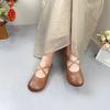 Johnature Genuine Leather Shallow Flats Retro Loafers Comfortable Soft Sole Round Toe Versatile Women's Shoes