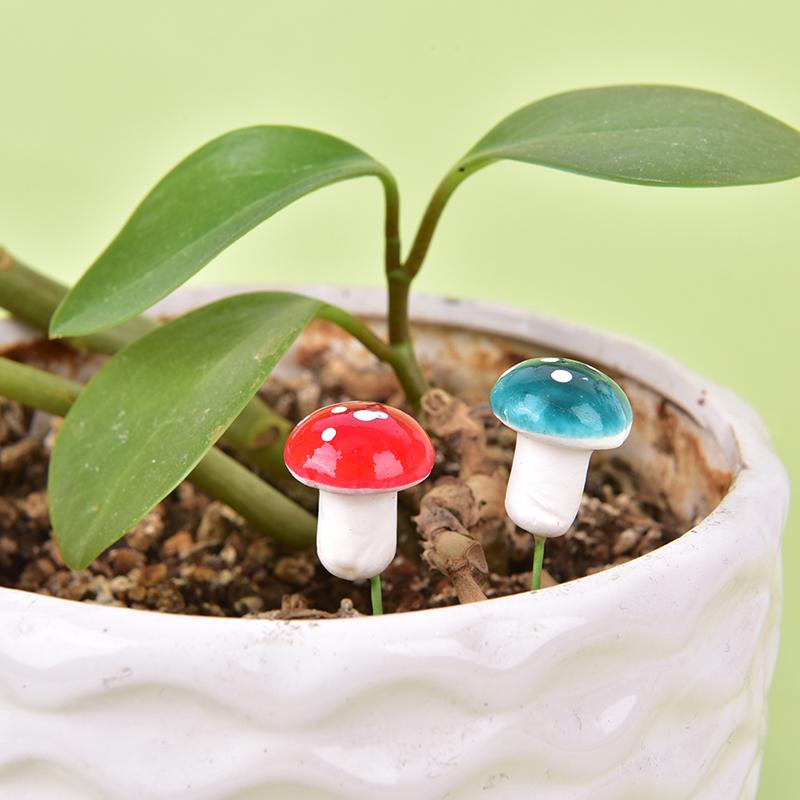 10Pcs Miniature Potted Decor Mushroom Craft Garden Ornament Resin Crafts Moss