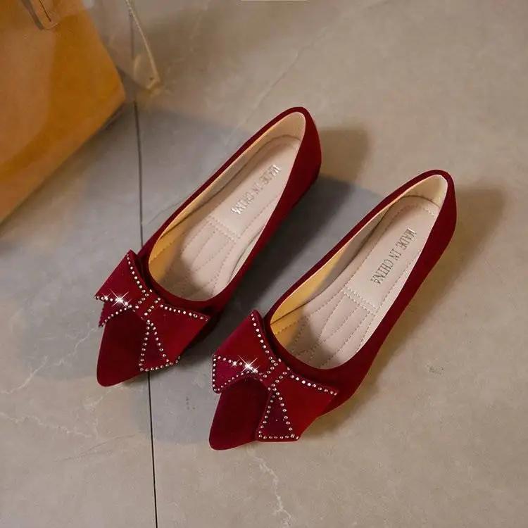 Fashion Women's Flat Shoes Slip-on Wedding Bride Shoe Pointed Toe Ladies Footwear Promotion Quick Delivery Korean Style Wholesale Non 39