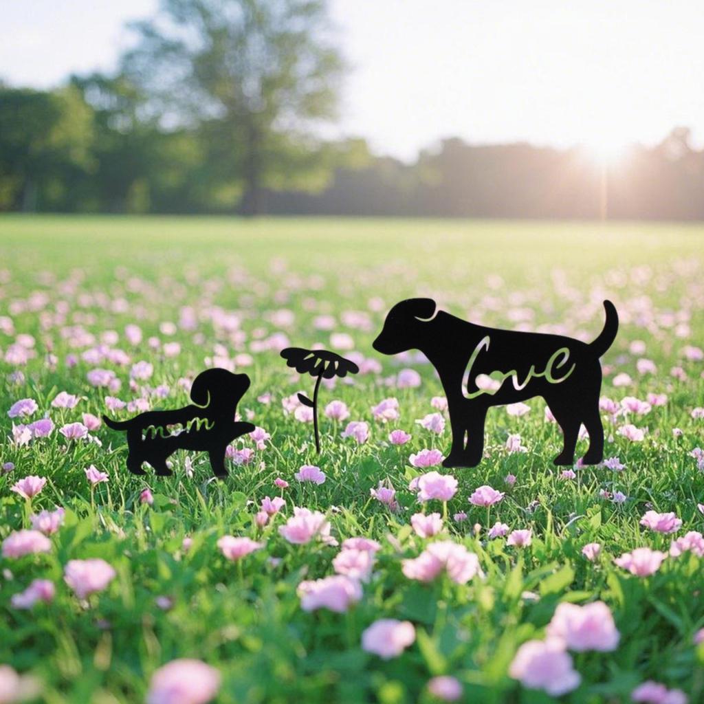 Dog Silhouette Outdoor Garden Metal Decoration Personality Creative Desktop Decorations