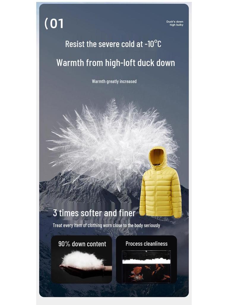 Unisex Lightweight Hooded Short Down Jacket – Versatile Ribbed Winter Coat