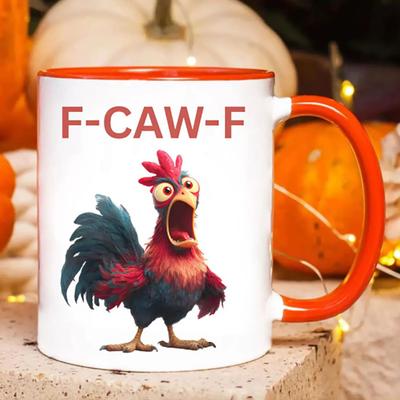 Yousheng Personalized F-Caw-F Chicken Mug 15oz Ceramic Coffee Cup Funny Rooster Farm Animal Humor Mug Reusable Dishwasher Microwave Safe Drinkware