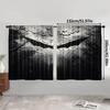 2PCS Digital Printed Curtains, Giant Bat Wings Swarm Bats Misty Forest, Dark Gothic Horror Halloween Window Decor Spooky Room
