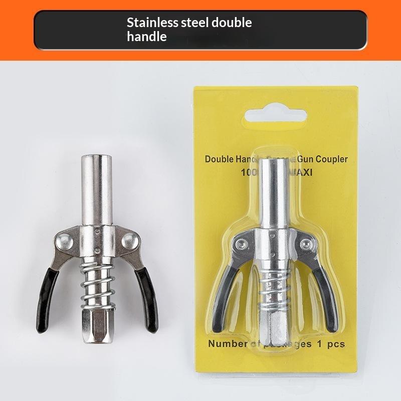 Locking Grease Coupler Double Handle Stainless Steel Leakproof High Pressure for Car Farm Machinery Repair