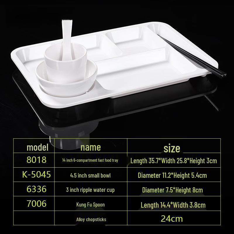European Style Melamine 6-Compartment Divided Meal Plates, 10-Pack