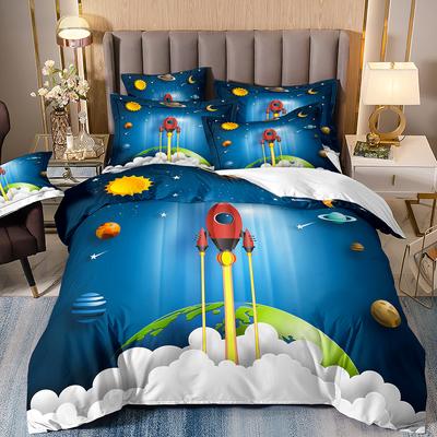 Τρισδιάστατη Εκτύπωση Κινούμενα Σχέδια Άνιμε Κλινοσκεπάσματα Εξερεύνηση Σύμπαν Αστρικός Ουρανός Πύραυλος Διάστημα Παιδικό Σετ Τριών Τεμαχίων