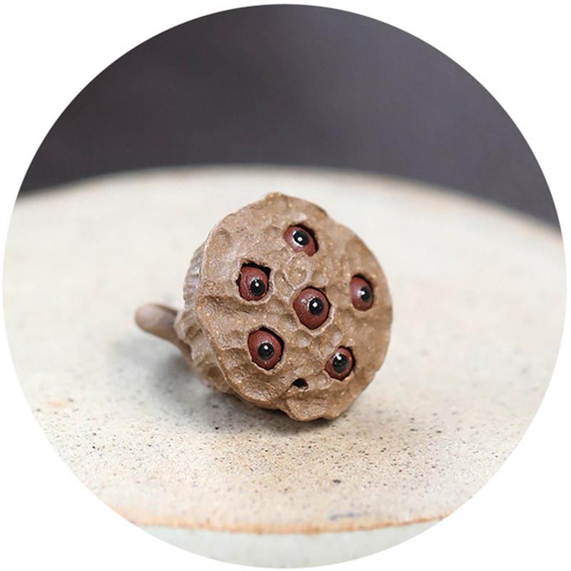Yixing Handmade Sculpture Purple Clay Tea Pet Lotus Seed Model Figurine Ornaments Desktop Art Tea Ceremony Decors Accessories