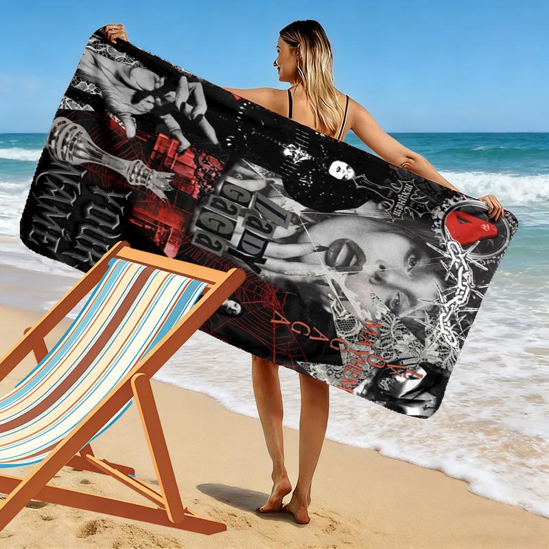 Name Custom Gaga Poster Print Beach Towel, Large Soft Quick Dry Towel for Beach Camping Swimming