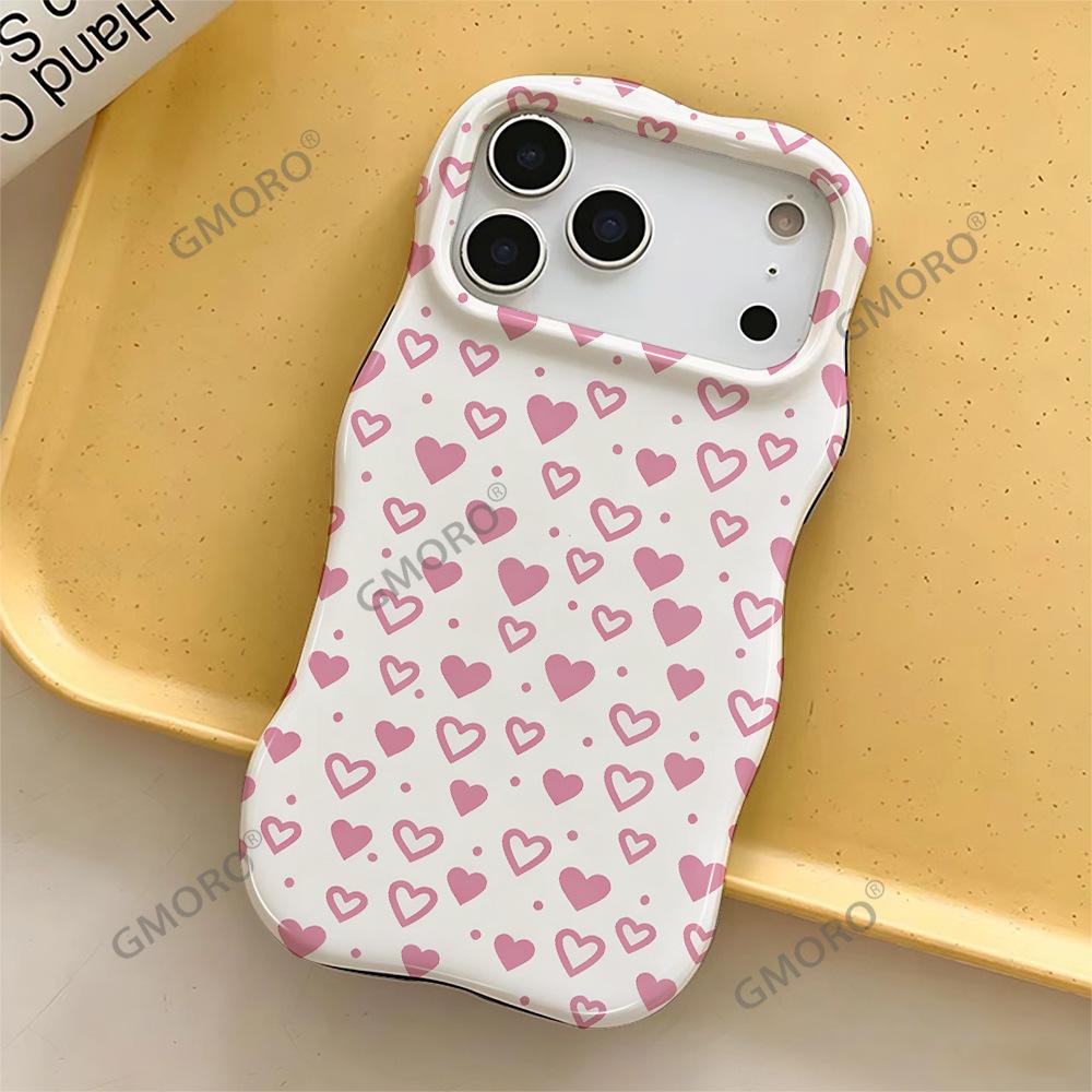 Pink polka dot love wave film 2-in-1 mobile phone case iPhone13 creative anti-drop protective case Apple 17