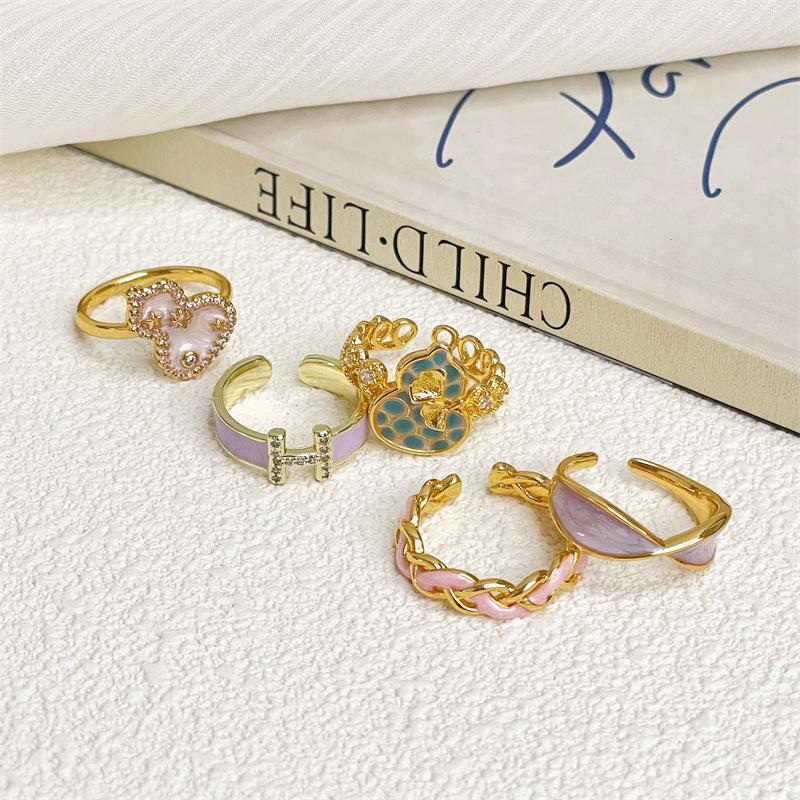 Leichter Luxus Premium Lila Tropfglasur Kürbis Offener Ring Mode Zeigefingerring Persönlichkeitsring Damen