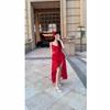 French romantic atmosphere Spice girl slim red suspender dress women's summer pure desire irregular waist dress