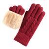 Women Winter Knitted Gloves Thick Fleece Lined Warm Gloves Solid Color Touch Screen Gloves for Driving Golfing Fishing Hiking