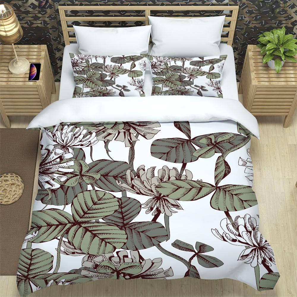 Fiori Tucano Re Regina Copripiumino Donna Vintage Floreale Set Biancheria da Letto Blu Pianta Copripiumino 2/3pz Poliestere Coperta Trapuntata