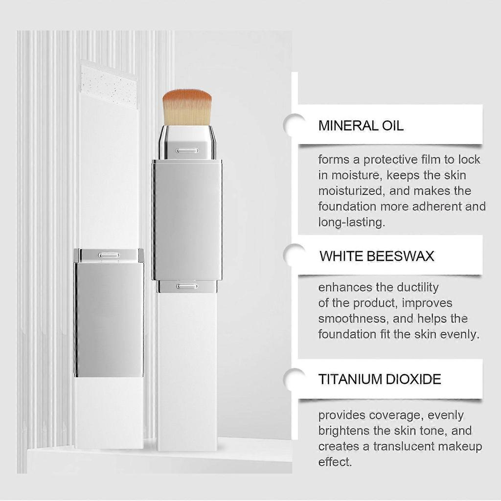 Ivory White 13g Two-in-one color-changing foundation stick, lightweight, moisturizing, hydrating, skin-nourishing, matte, clear, and non-cakey. Ideal
