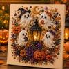 Halloweenowy Duch Perłowy Art Zestaw DIY, Strasznie Urocze Rzemiosło Malowanie Diamentami 3D Dla Dorosłych, Jesienne Dekoracje Domowe Artystyczne Ścienne DIY, Zestaw dla Początkujących, Sezonowy Prezent Imprezowy