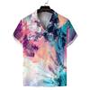 Hawaii short-sleeved Cuban collar 1116 European and American men's clothing octopus hand-painted splashing ink 1D printing summer new models