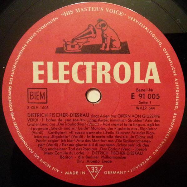 

LP Record DIETRICH FISCHERDIESKAU Singt Arien Aus Opern Von Giuseppe E91005 Electrola Germany Classical Used