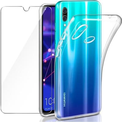 Protective Case - Huawei - P Smart 2019 - Transparent Silicone - Tempered Glass Film - Flexible