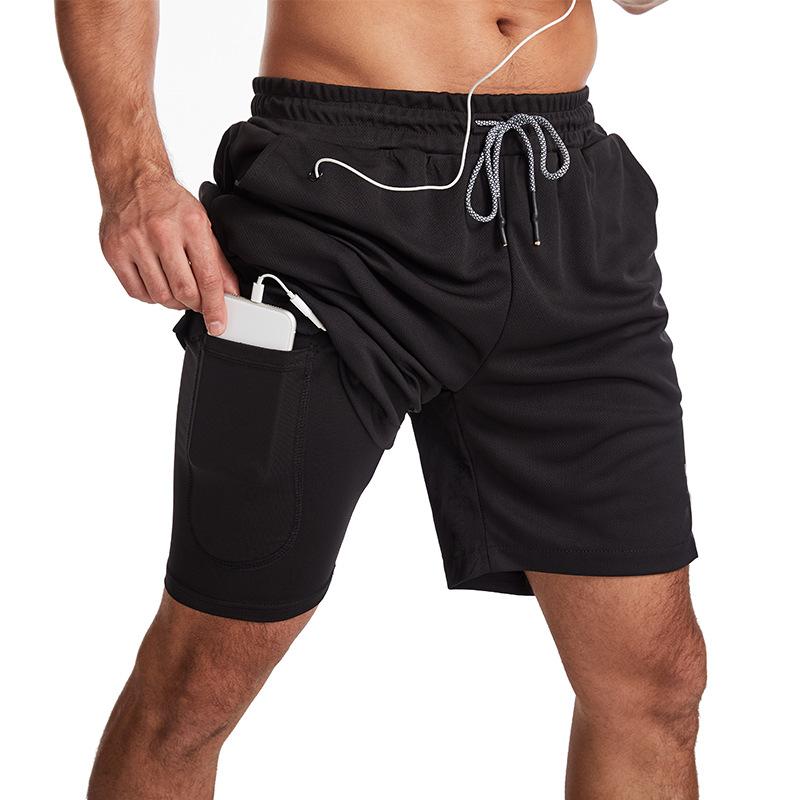 Men's Running Shorts 2-in-1 5/5 Quick Drying Fitness Straight Leg Mid Length Pants