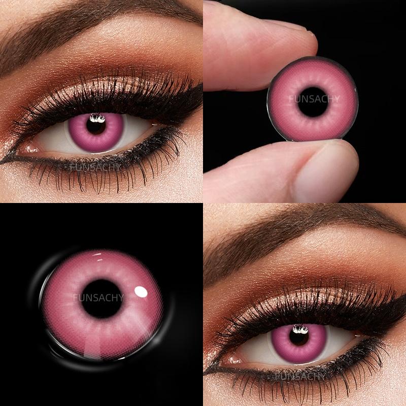 FUNSACHY 1 Pair Colored Contact Lenses for Cosplay Red Vampire Cosplay Halloween Party Makeup Softlens Anime Coser Accessories