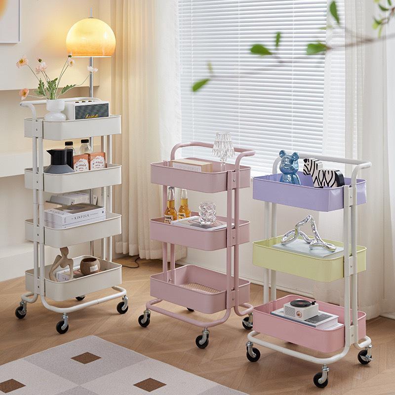 Lask Carbon Steel Multi-Layer Movable Kitchen & Bathroom Storage Trolley