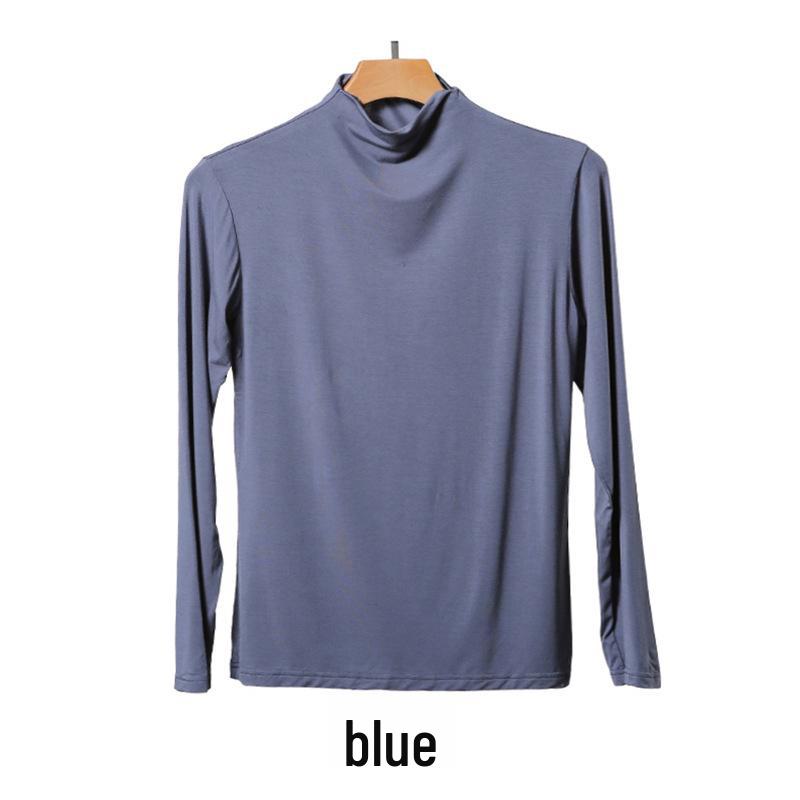 Women's Black Half-High Collar Long-Sleeve Shirt - Korean Style, 2025 Spring/Autumn
