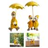 Duck Holding Umbrella Statue Resin Figurine Ornament Centerpiece Collection