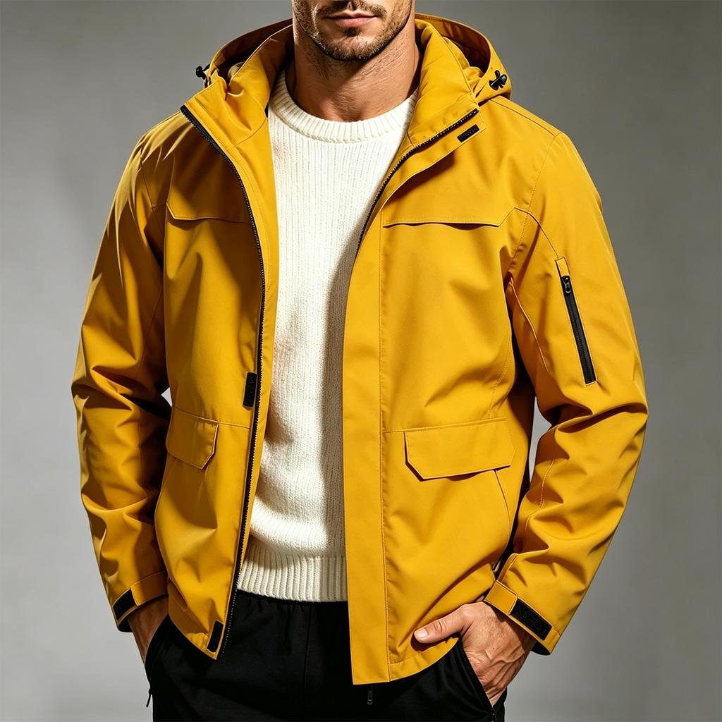 Men's Windproof Breathable Hiking Jacket for Spring and Fall Outdoor Adventures