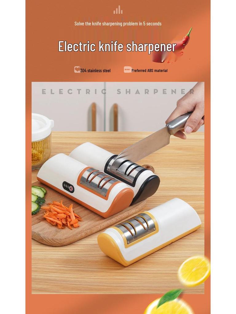 Professional Electric Kitchen Knife Sharpener - Fast, Coarse and Fine Grinding for Vegetable and Fruit Knives