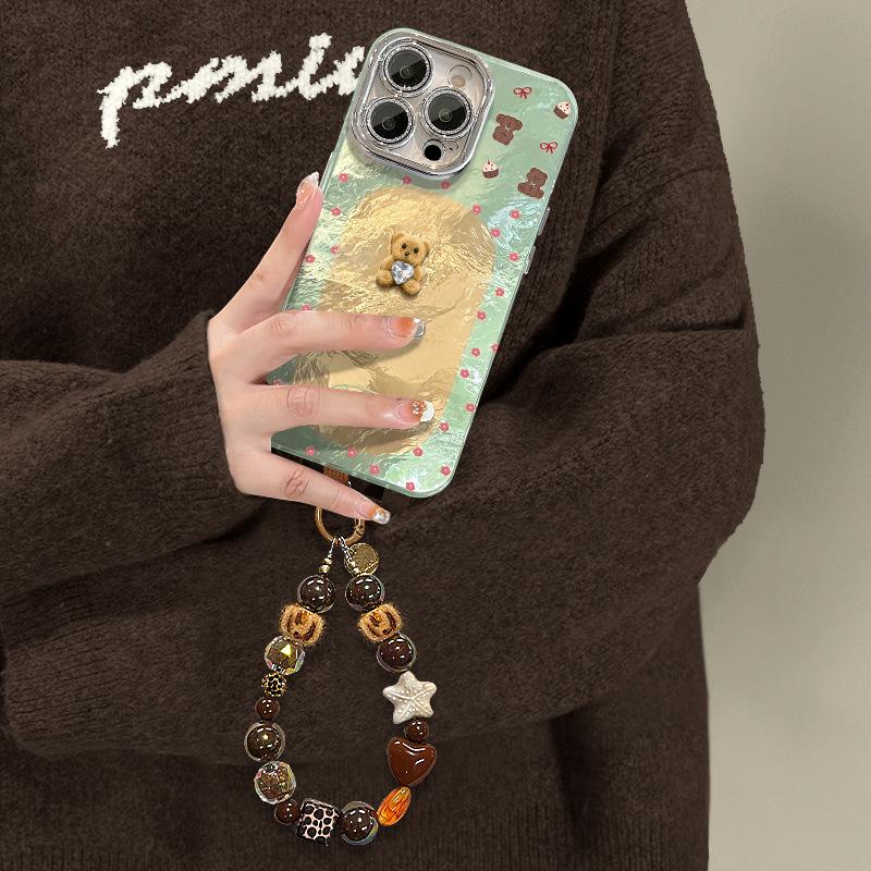 The Floral Bear Bracelet Is Suitable for Apple 17 Mobile Phone Case Iphone15promax High Value 16 New Women's Models 14 Outside