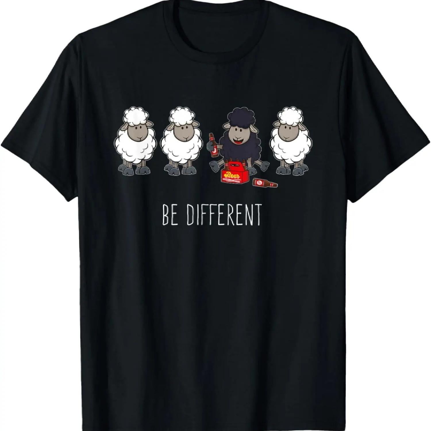 Be Different Beer Drinking Black Sheep for Beer Lover T-Shirt S чёрный