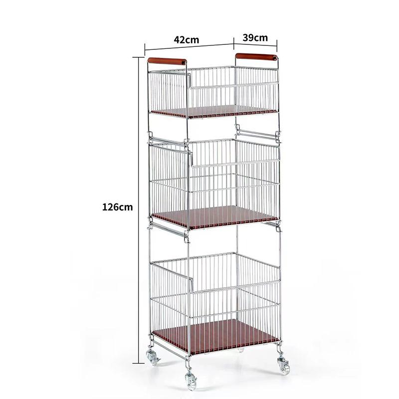 New Multi-layer Movable Laundry Basket with Removable Storage Rack for Balcony or Laundry Room
