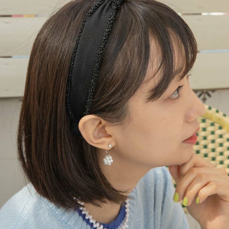 

Повязка для волос из бисера «елочка» WHITE (PRH045-WH)